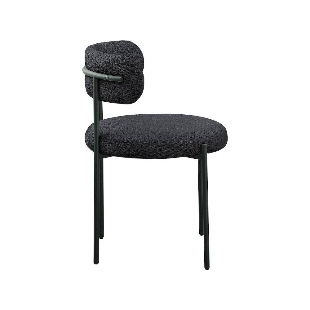Alt View 3. Meridian Furniture - Beacon Black Boucle Fabric Dining Chair, Set of 2 - Black.