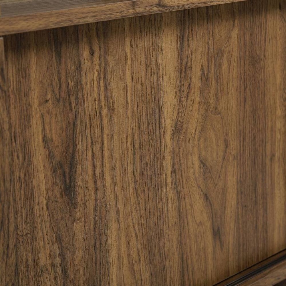 Alt View 1. FurniFact - Bookcase with Sliding Doors in Modern Design for Living and Office Space - Brown.