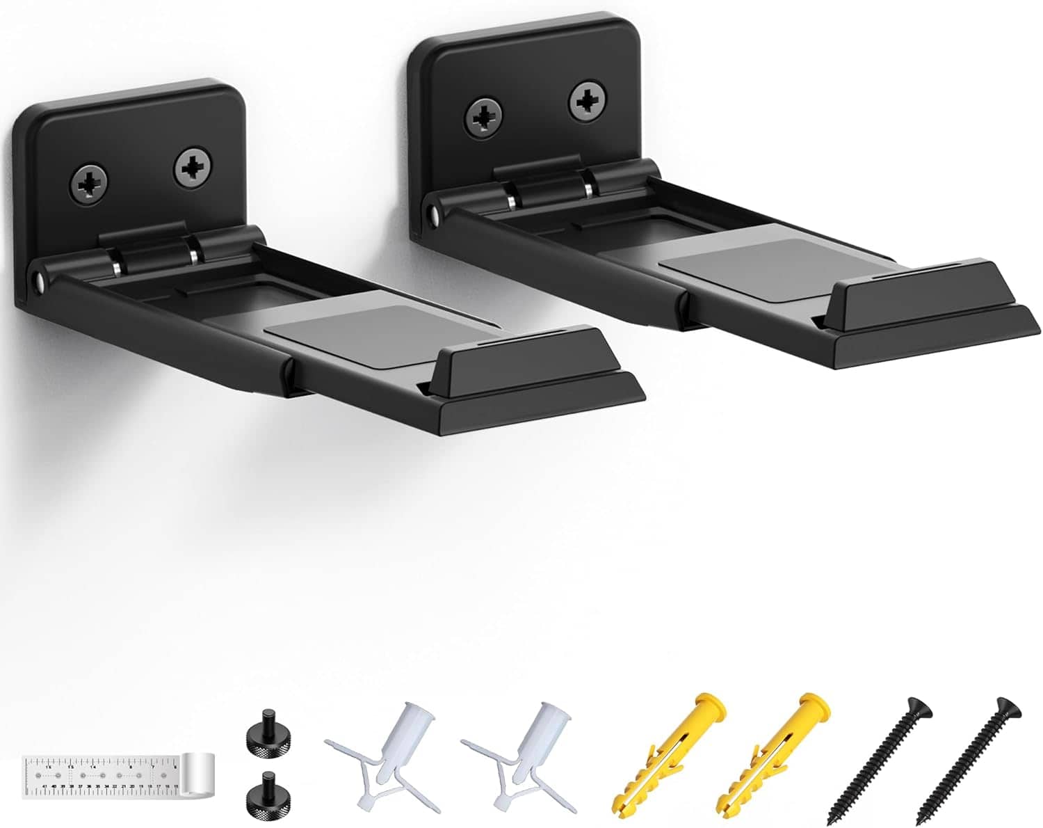 Schertz - Universal Soundbar Mount Shelf for Samsung, LG, Sony, JBL, Vizio, Sonos – Depth Adjustable 3.5"-6.1" – Under TV Bracket - Black