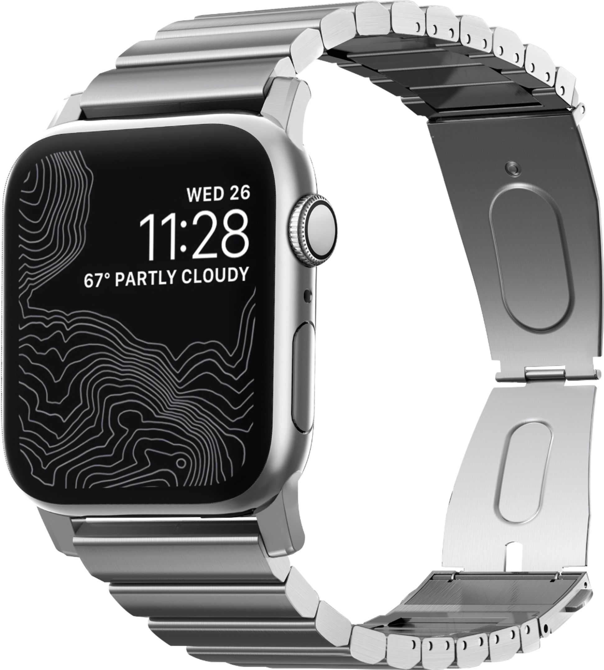Angle View: Nomad - Metal Watch Band for Apple Watch® 42mm and 44mm - Silver