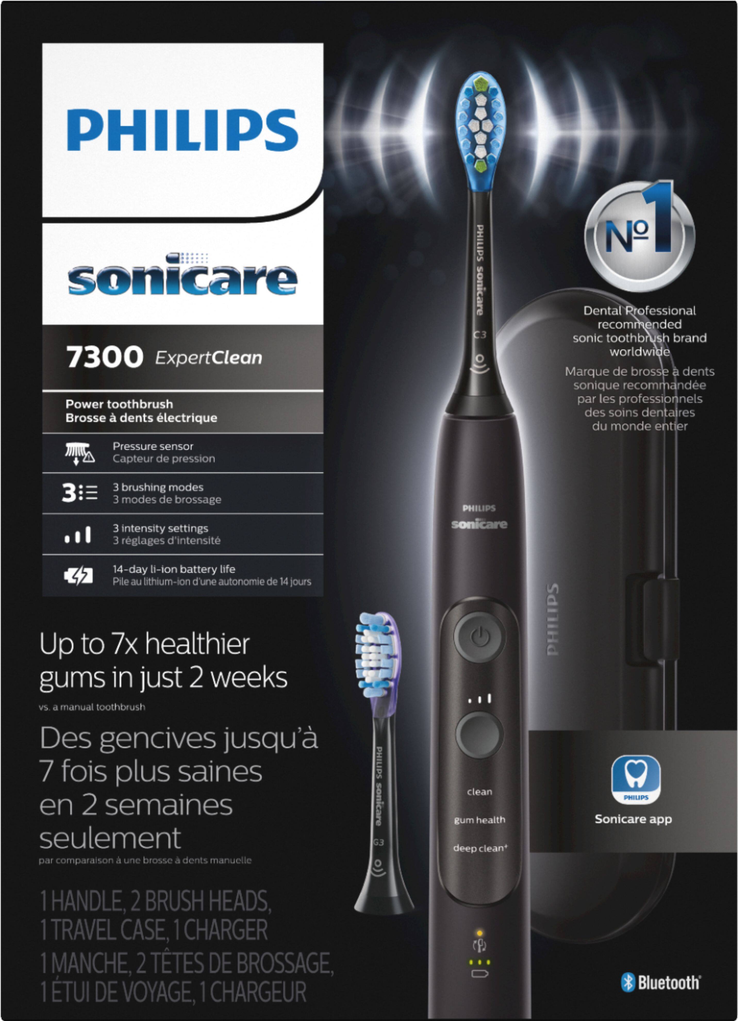 Alt View 20. Philips Sonicare - Sonicare ExpertClean 7300 Rechargeable Toothbrush - Black.