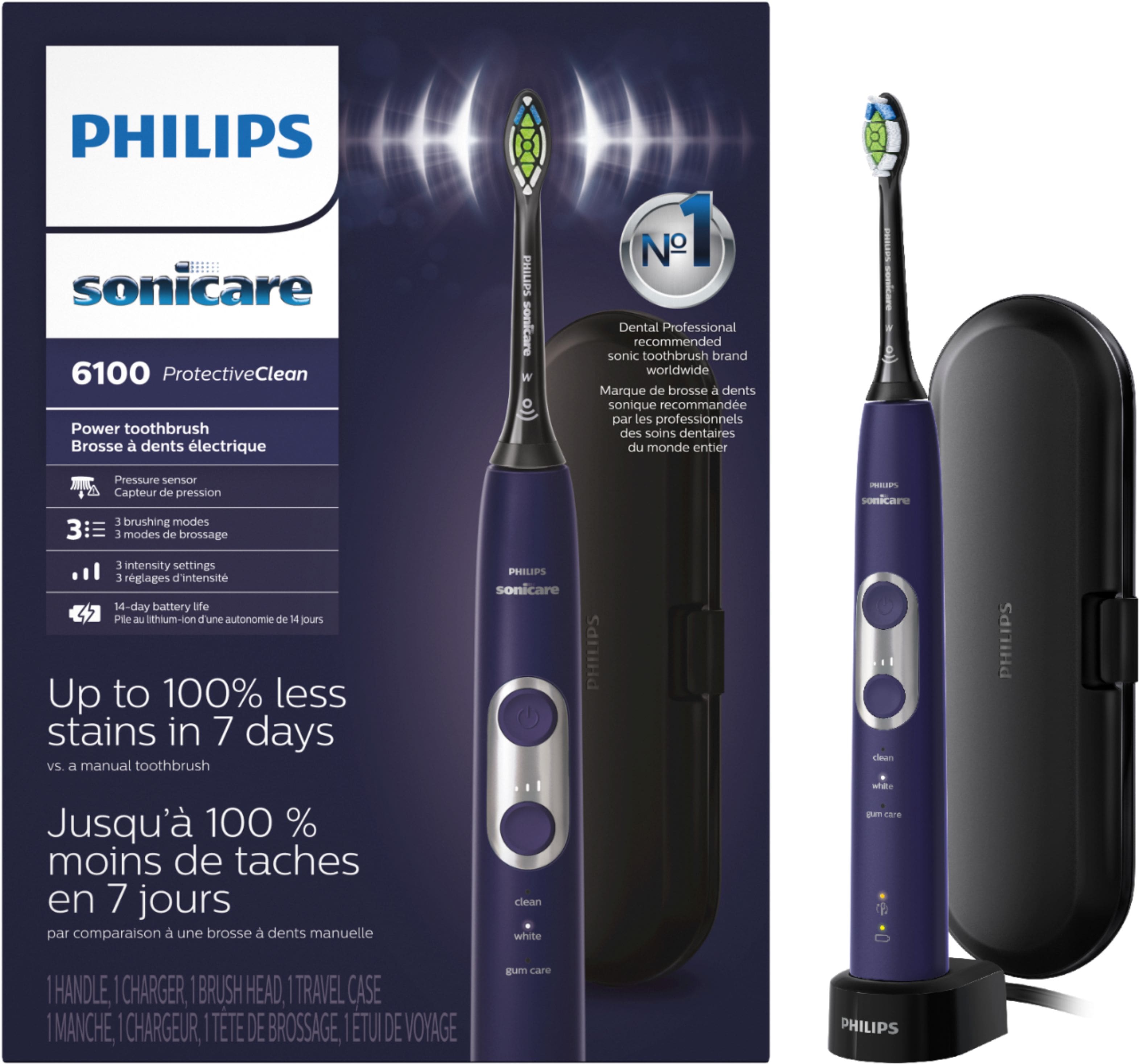 Alt View 11. Philips Sonicare - ProtectiveClean 6100 Rechargeable Toothbrush - Deep Purple.