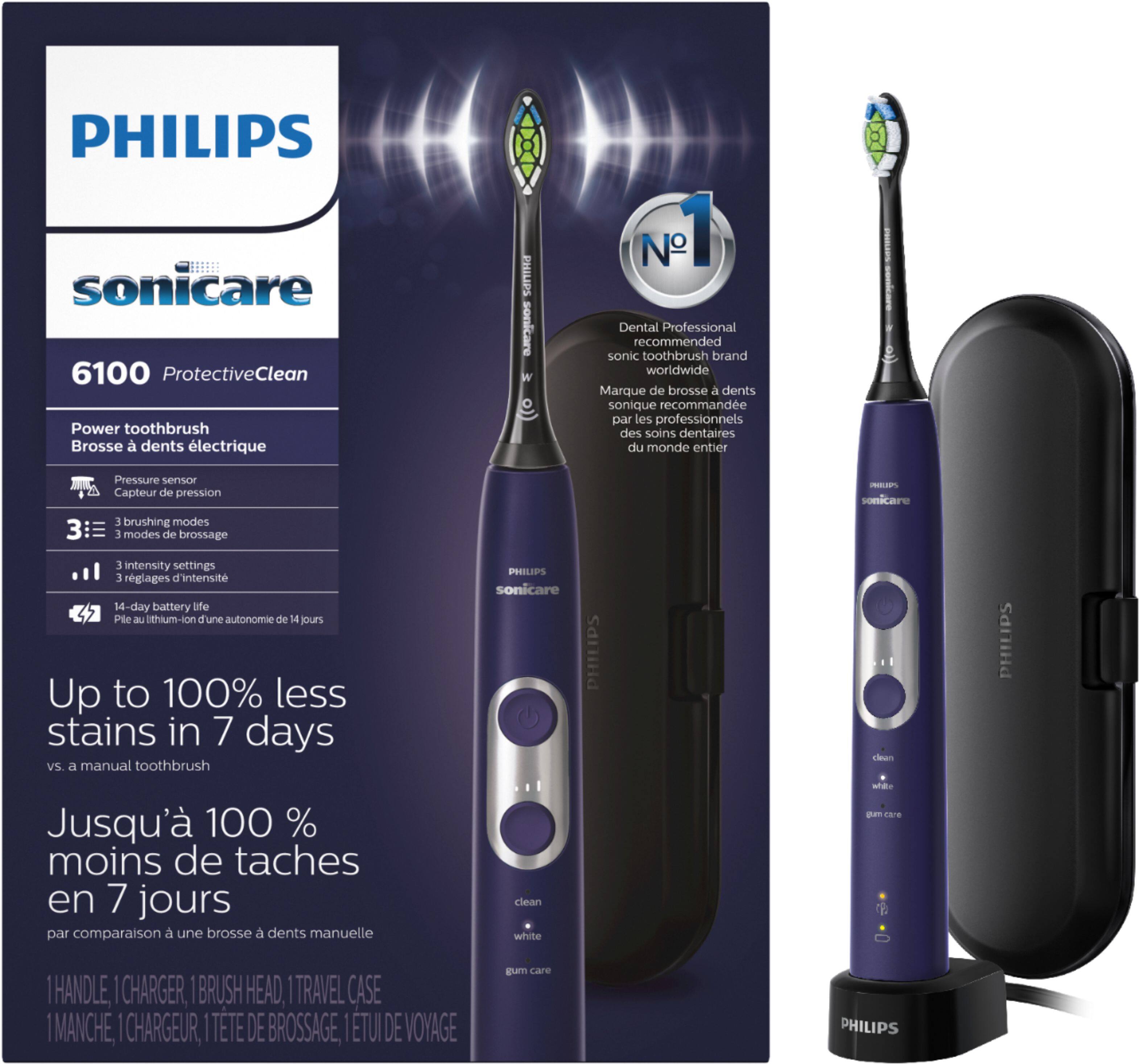 Alt View 11. Philips Sonicare - ProtectiveClean 6100 Rechargeable Toothbrush - Deep Purple.
