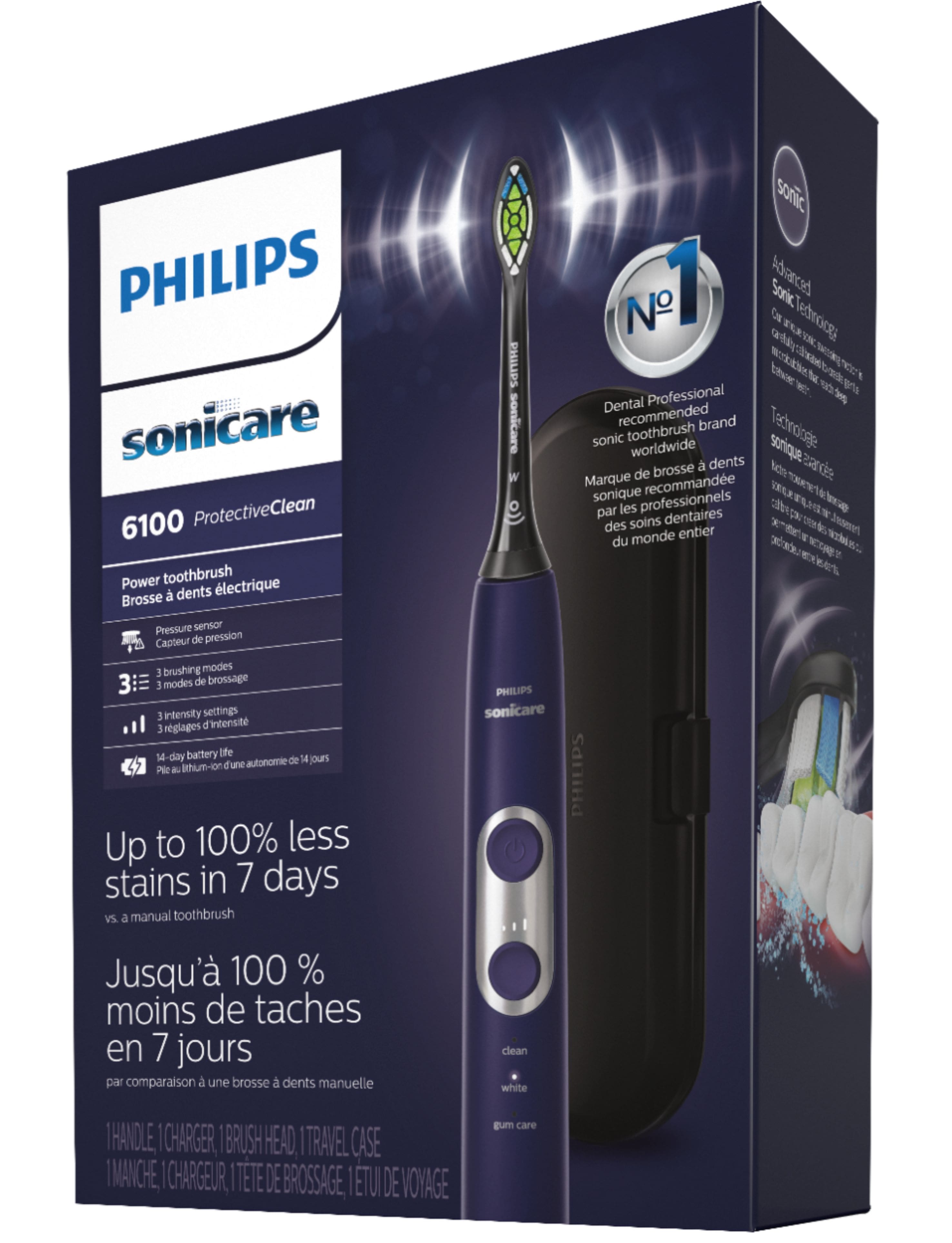 Alt View 16. Philips Sonicare - ProtectiveClean 6100 Rechargeable Toothbrush - Deep Purple.