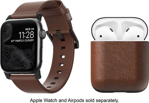Nomad - Modern Leather Watch Strap for Apple Watch® 42mm and 44mm and AirPod Case - Brown