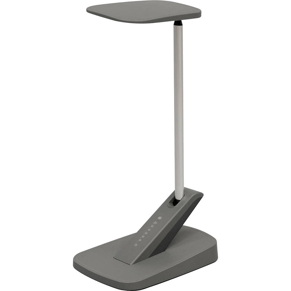 Left View: UltraBrite - Shift Touch 850-lumen LED Desk Lamp with Two USB Charging Ports - Charcoal