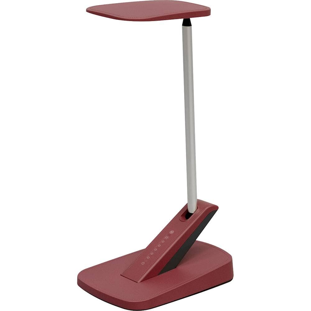 Left View: UltraBrite - Shift Touch 850-lumen LED Desk Lamp with Two USB Charging Ports - Merlot