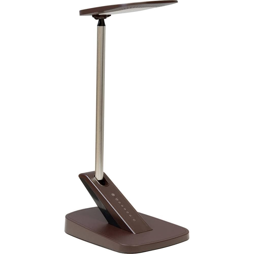 Angle View: UltraBrite - Shift Touch 850-lumen LED Desk Lamp with Two USB Charging Ports - Brown