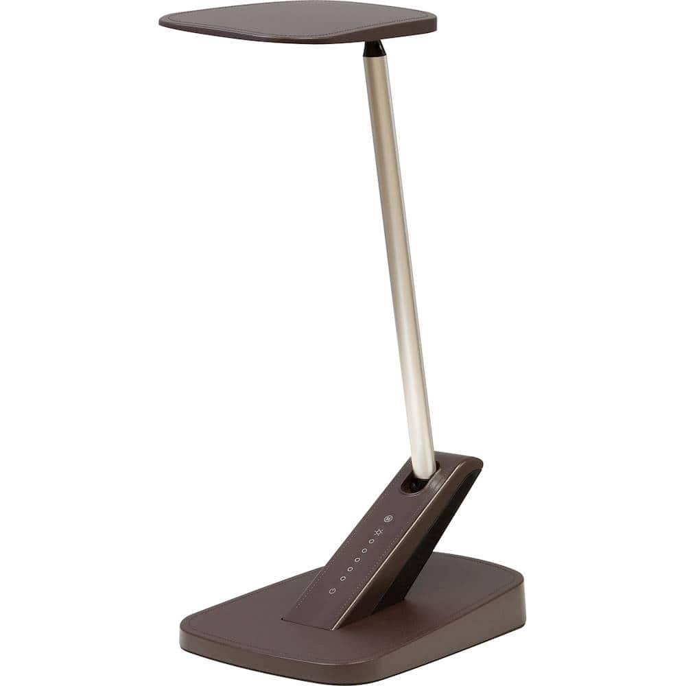 Left View: UltraBrite - Shift Touch 850-lumen LED Desk Lamp with Two USB Charging Ports - Brown