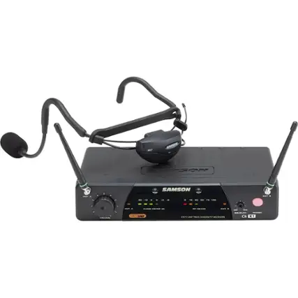 Front. Samson - AirLine 77 UHF Wireless Bidirectional Qe Condenser Microphone System - Black.