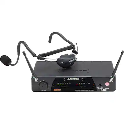 Front. Samson - AirLine 77 UHF Wireless Bidirectional Qe Condenser Microphone System - Black.