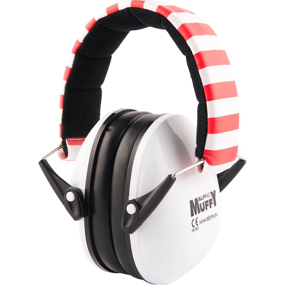 Left View: Alpine Hearing Protection - Muffy Earmuffs - White