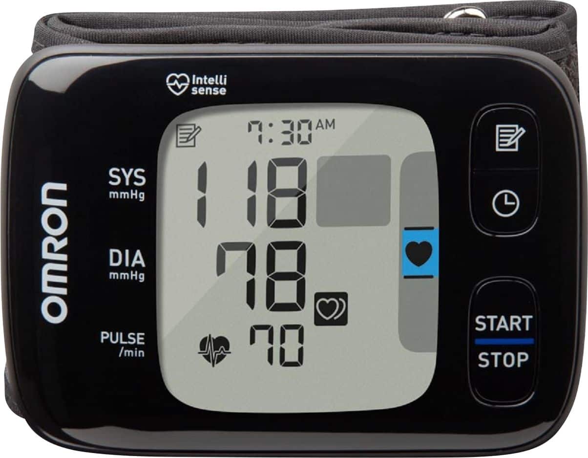 Front. Omron - 7 Series - Wireless Wrist Blood Pressure Monitor - Black/Gray.