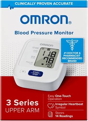 Omron - 3 Series Automatic Blood Pressure Monitor - Black/White was $49.99 now $32.99 (34.0% off)