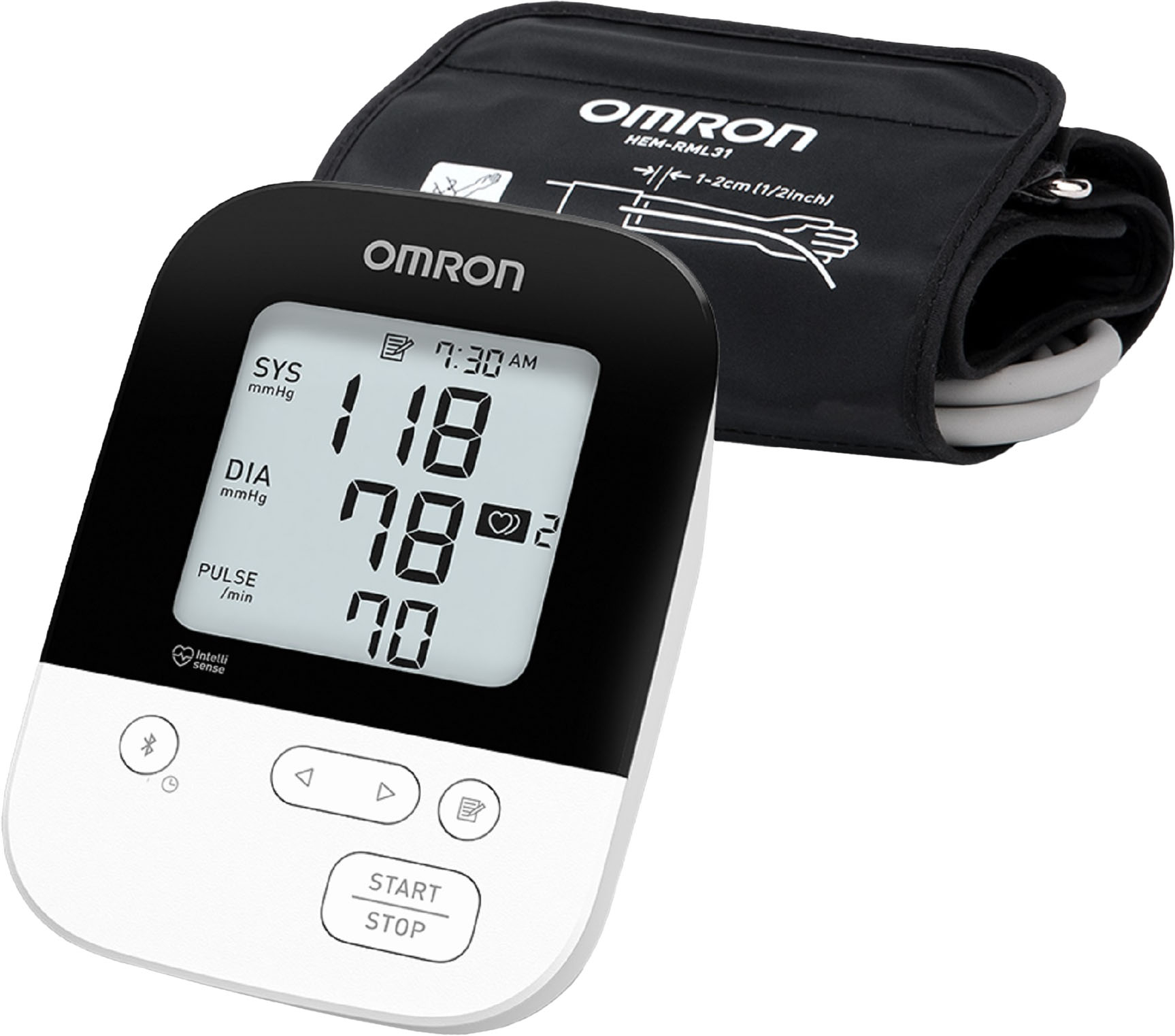 Left View: Omron - 5 Series - Wireless Upper Arm Blood Pressure Monitor - White/Black