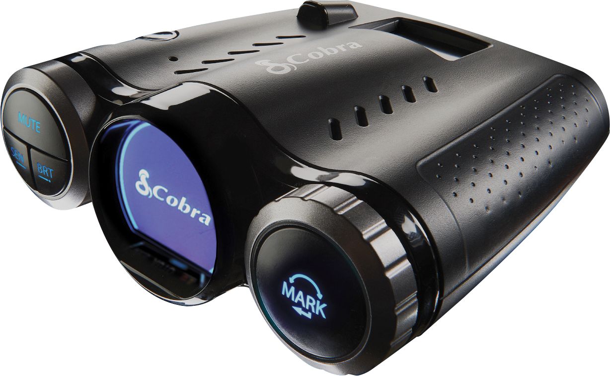 Left View: Cobra 0181000-0 Elite Series Road Scout Radar/Laser Detector and Dash Cam with Bluetooth