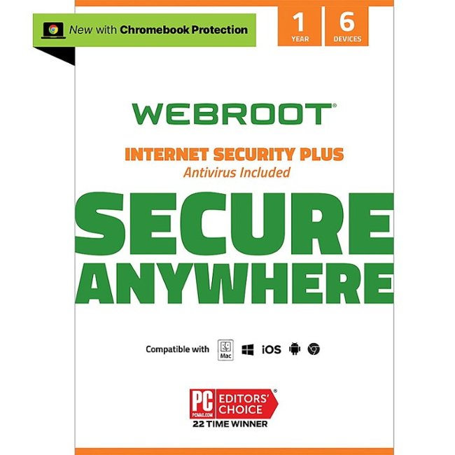 Webroot - Internet Security Plus + Antivirus Protection (6 Devices) (1-Year Subscription) - Android, Apple iOS, Chrome, Mac OS, Windows_0