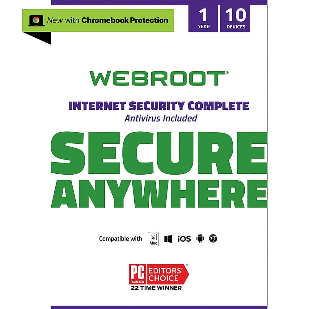 Front. Webroot - Complete Internet Security + Antivirus Protection (10 Devices) (1-Year Subscription).