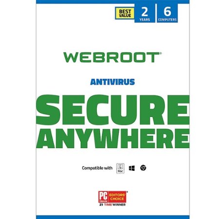 Webroot - Antivirus Protection and Internet Security (6 Devices) (2-Year Subscription) - Android, Apple iOS, Mac OS, Windows