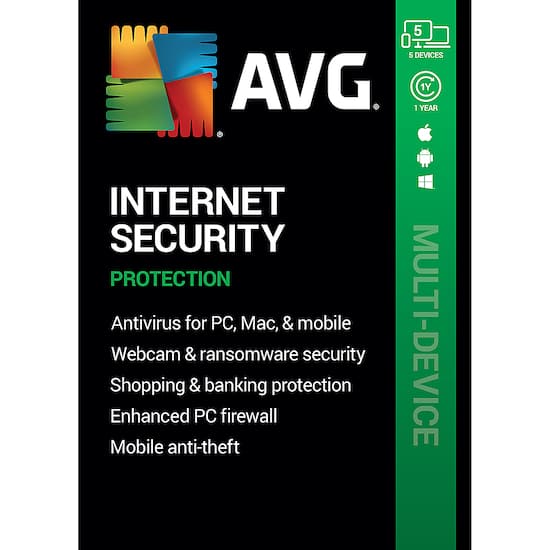 Avg Internet Security 5 Devices 1 Year Subscription Android Mac Windows Gri070800g516 Best Buy