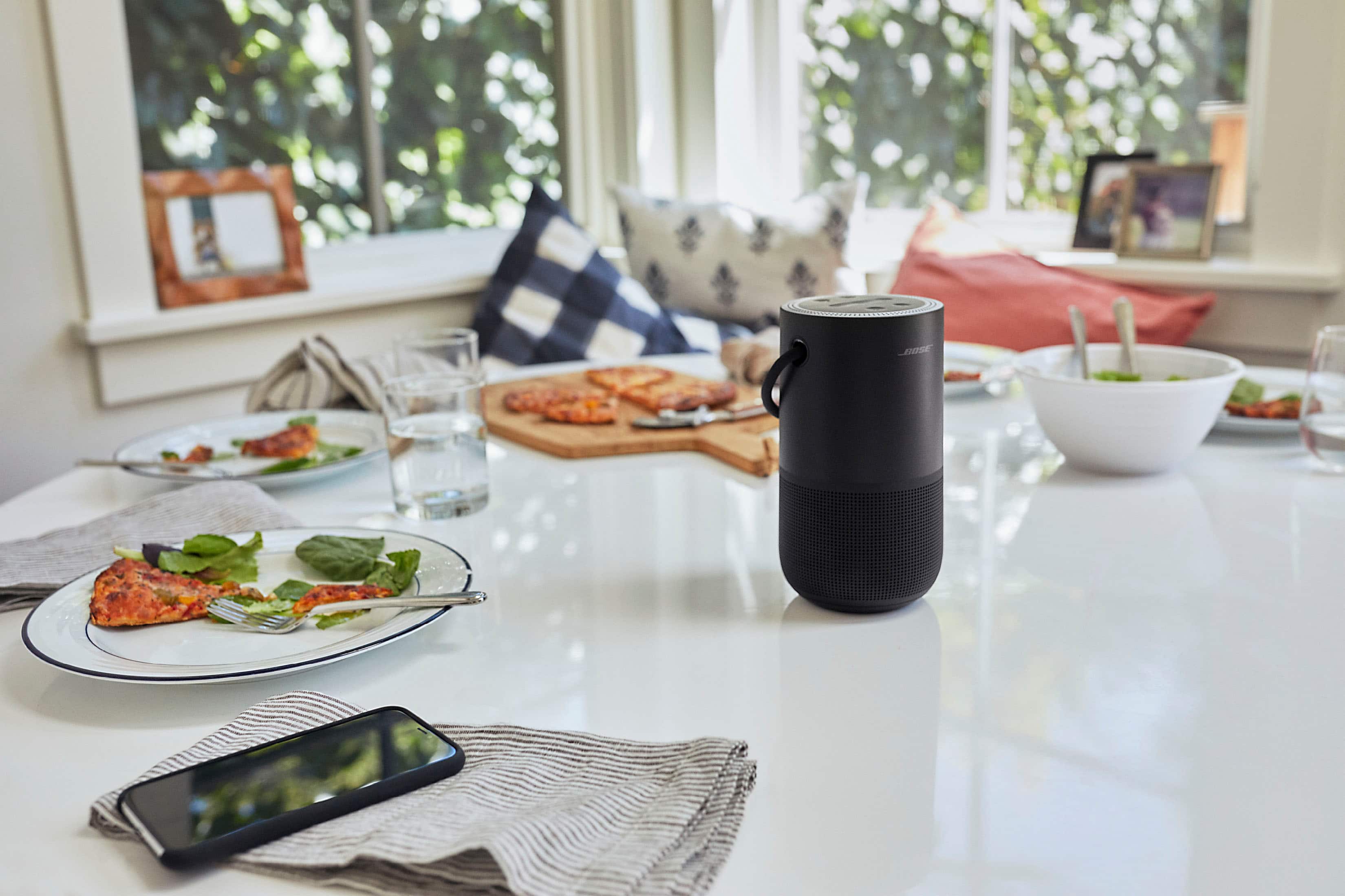 Alt View 21. Bose - Portable Smart Speaker with built-in WiFi, Bluetooth, Google Assistant and Alexa Voice Control - Triple Black.