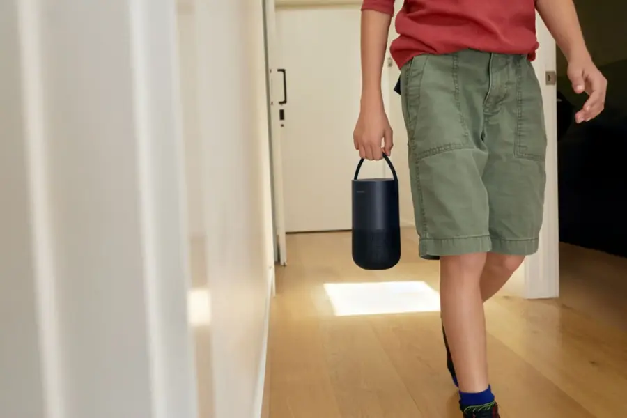 Alt View 19. Bose - Portable Smart Speaker with built-in WiFi, Bluetooth, Google Assistant and Alexa Voice Control - Triple Black.