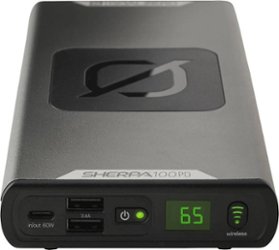 Goal Zero - Sherpa 25,600 mAh Portable Charger for Most Qi and USB Enabled Devices - Space Gray - Front_Zoom