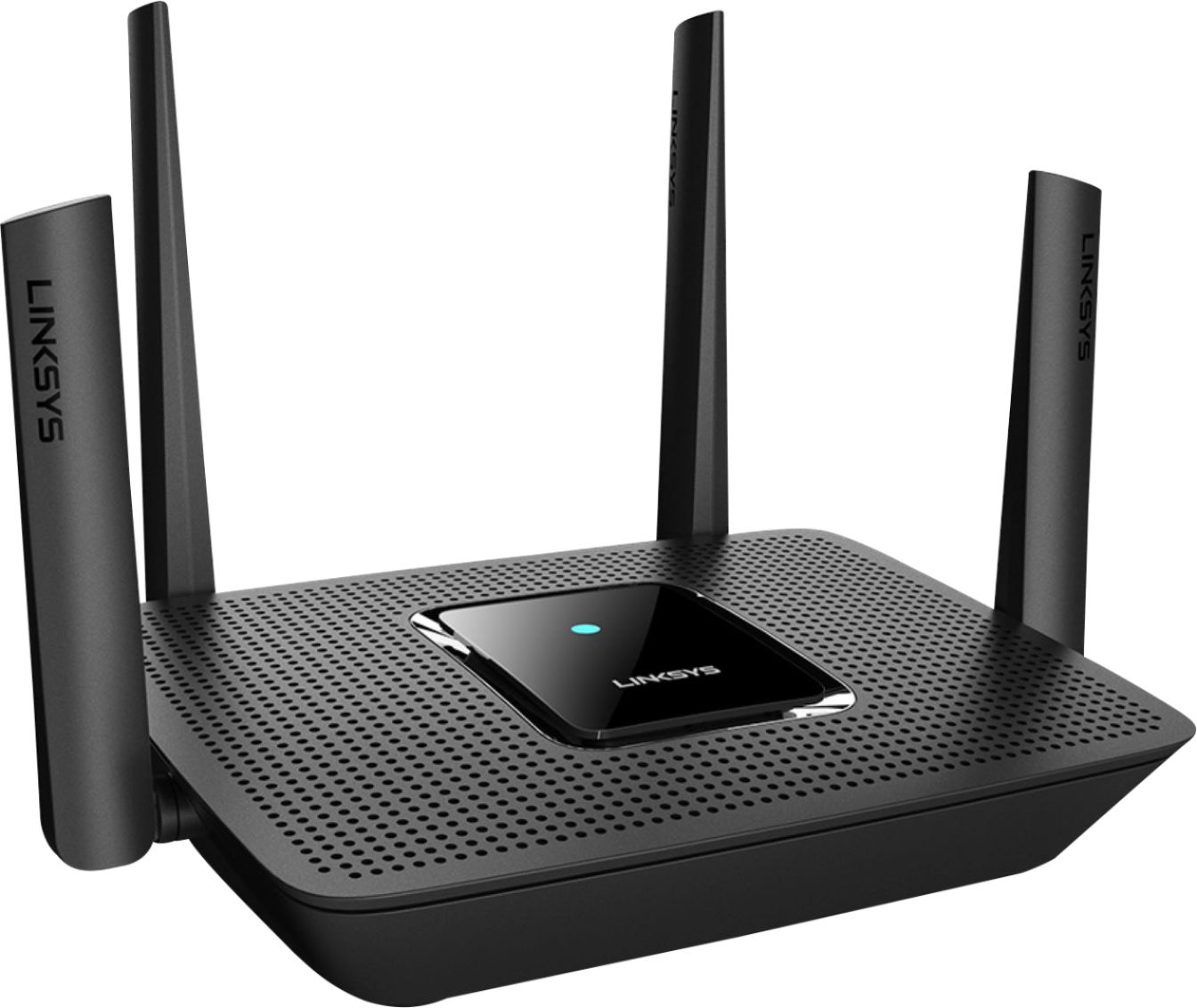 Angle View: Linksys - Max-Stream AC3000 Tri-Band Mesh Wi-Fi 5 Router - Black