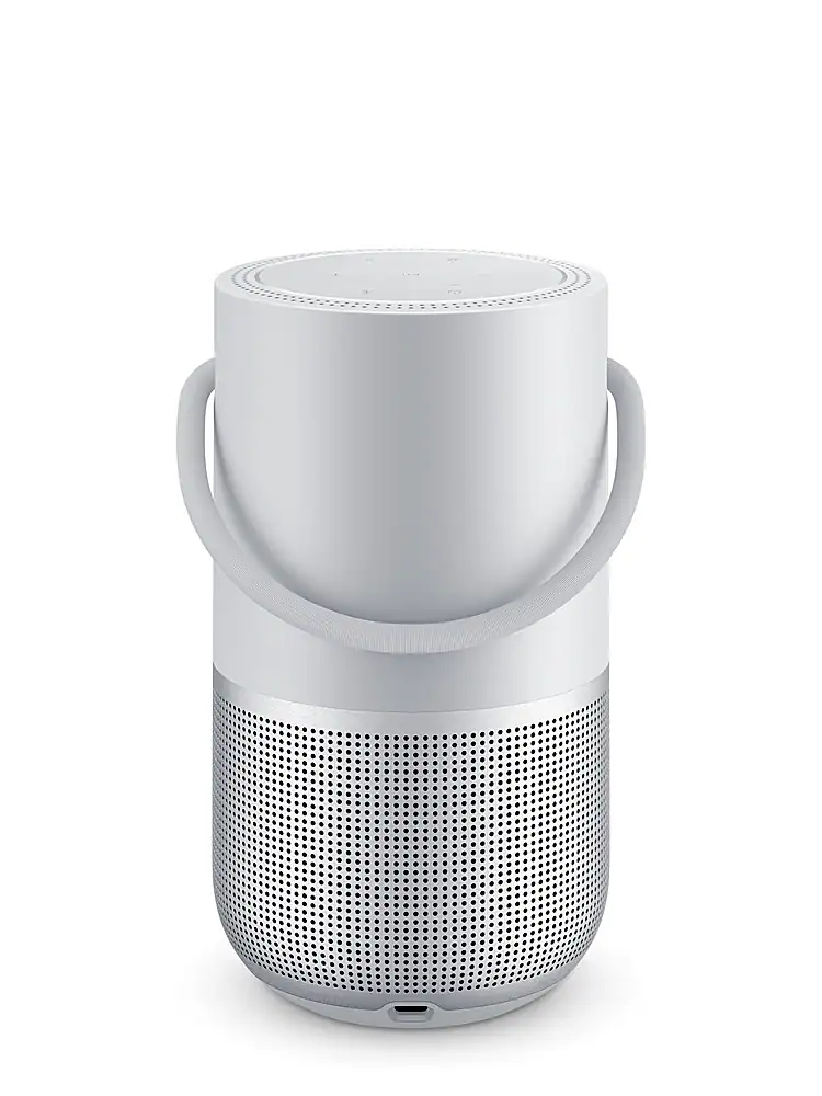 Bose - Portable Smart Speaker with built-in WiFi, Bluetooth, Google Assistant and Alexa Voice Control - Luxe Silver