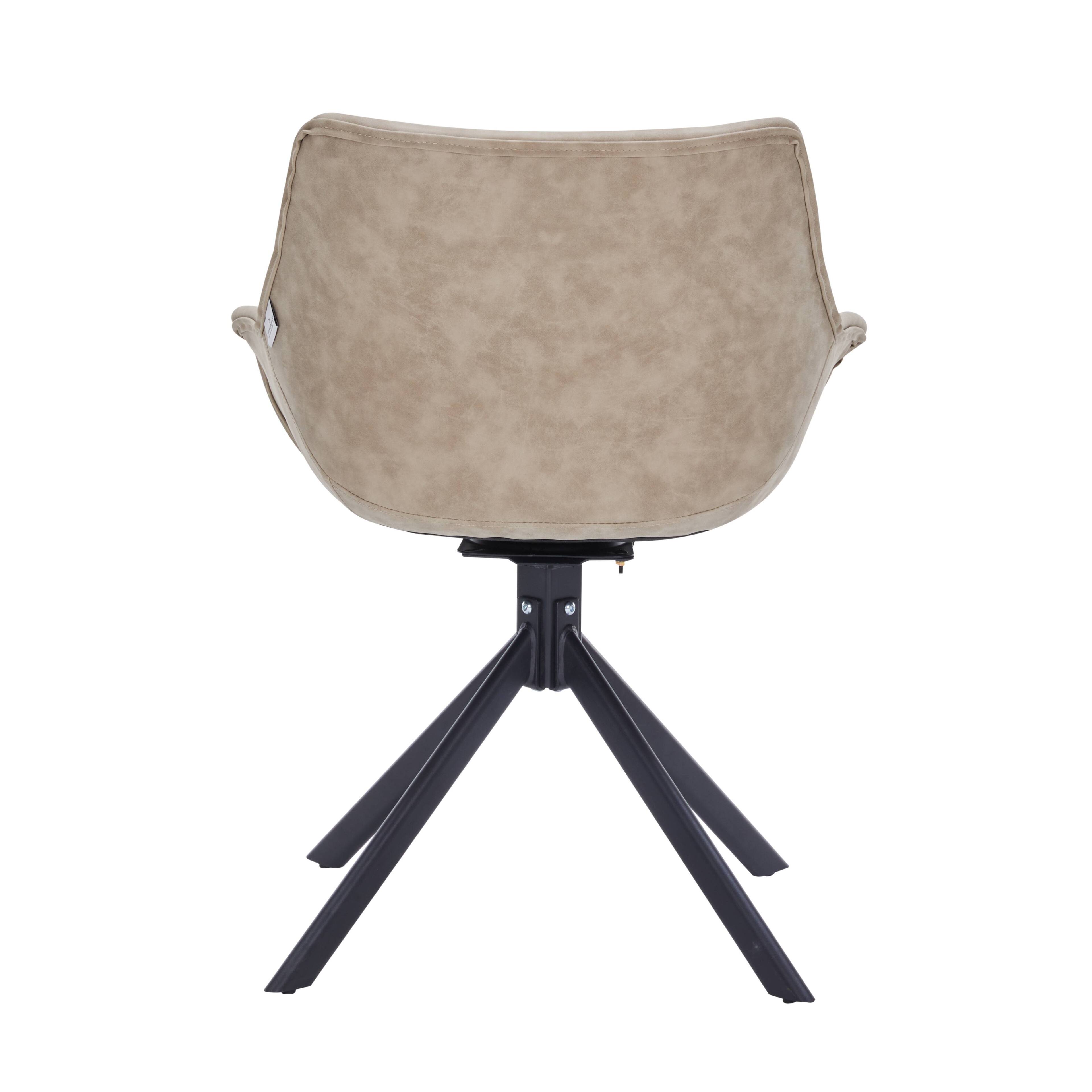 Alt View 4. LeisureMod - Markley Upholstered Swivel Dining Chair with Arms and Metal Legs - Taupe.