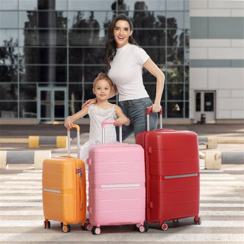 Alt View 7. HTUTWOO - Luggage Sets 4 Piece (14/20/24/28) - PP Lightweight and Expandable Suitcase with TSA Lock, Spinner Wheels - Pink.