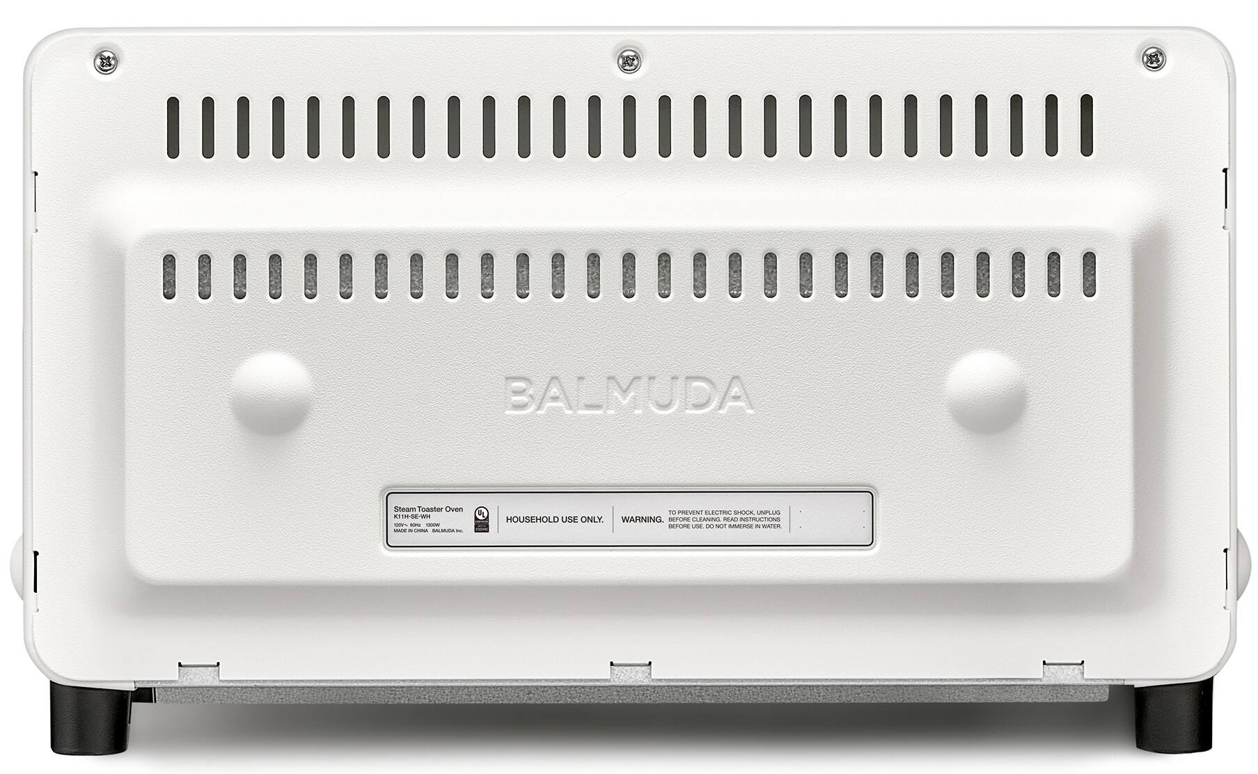BALMUDA Steam Toaster Oven  
1-14-W11  
SS  
- LNA  
- N d 1O  
- POLVENT  
- LECTRAC  
- SHOCK  
- UNIVI  
- HOUSEHOLD USE ONLY.  
- WAHNING.  
- SCron  
- P EANIN  
- A ndinudTin  
- OR Una  
- 0 O E i WRTR  

Steam Toaster Oven  
XTH11-SE  
110V~60Hz  
550W  
1.5L Capacity  
Made in Japan  
BALMUDA Inc.  

HOUSEHOLD USE ONLY.  
WARNING: TO PREVENT ELECTRIC SHOCK, UNPLUG BEFORE USE. DO NOT MERSE IN WATER.