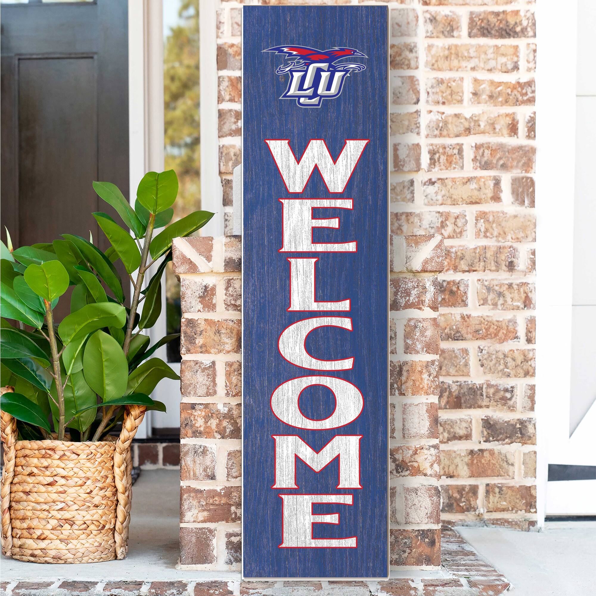 Alt View 1. Jardine - Lubbock Christian Chaparral 12" x 48" Outdoor Leaner Welcome Sign - Blue.