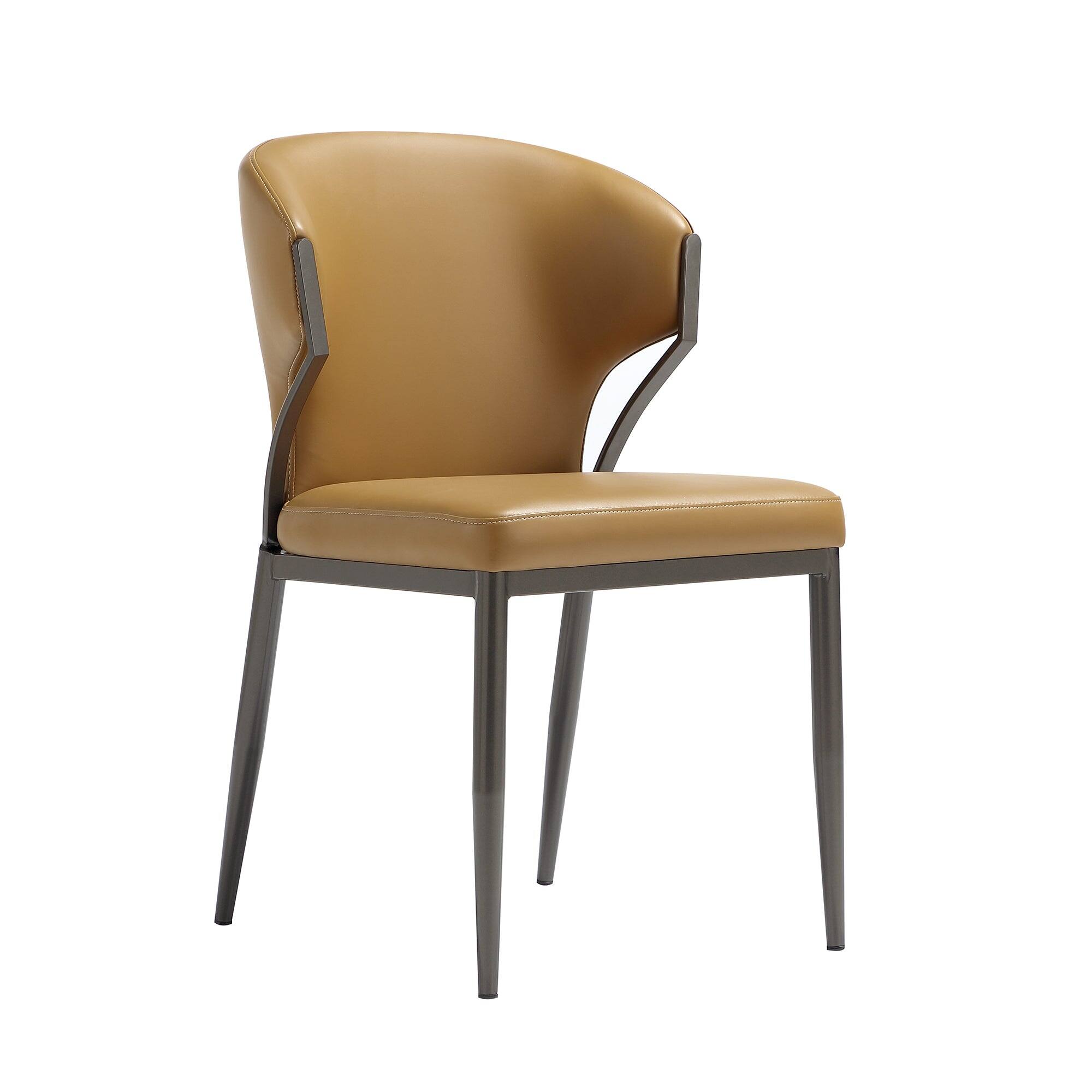 Alt View 2. Manhattan Comfort - Kirsten Modern Metal Vegan Leather Dining Chair - Set of 2 - Camel.