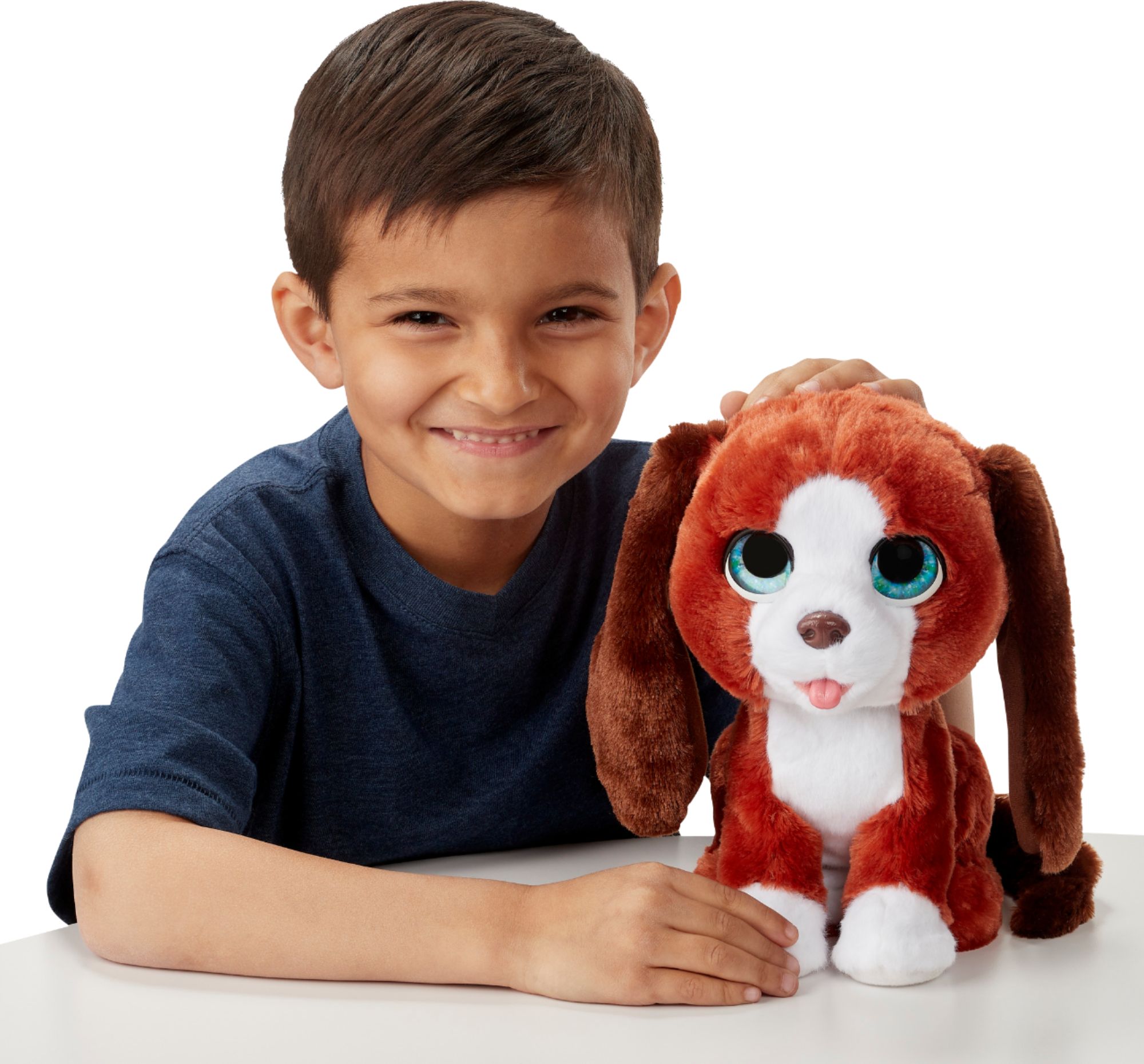 Left View: furReal Howlin' Howie Interactive Plush Pet Toy, for Kids Ages 4 and up