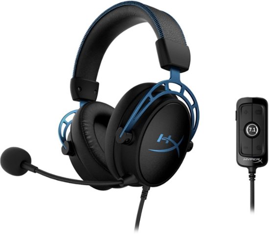 HyperX - Cloud Alpha S Wired 7.1 Surround Sound Gaming Headset for PC with Chat Mixer and Adjustable Bass - Blue/Black