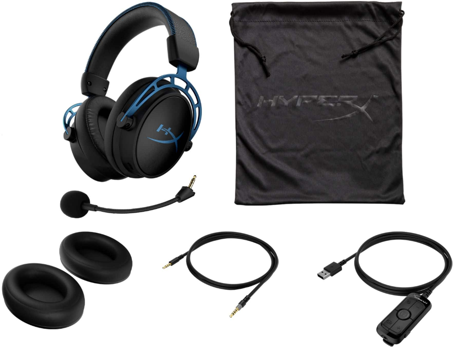 Hyperx Cloud Alpha S Wired 7 1 Surround Sound Gaming Headset For Pc With Chat Mixer And Adjustable Bass Blue Black Hx Hscas Bl Ww Best Buy