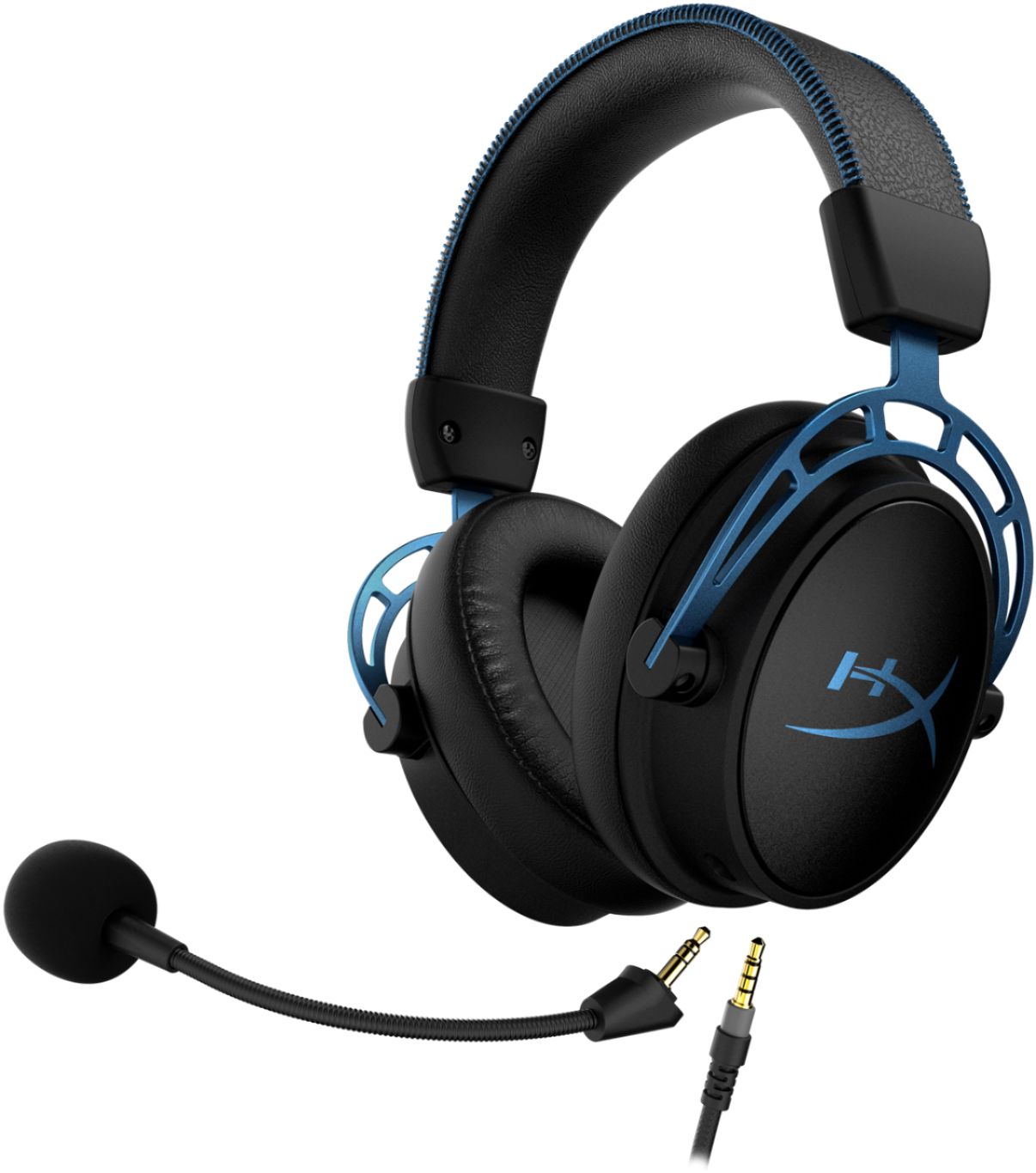 Left View: HyperX - Cloud Alpha S Wired 7.1 Surround Sound Gaming Headset for PC with Chat Mixer and Adjustable Bass - Blue/Black