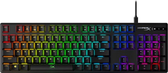Front Zoom. HyperX - Alloy Origins Full-Size Wired Mechanical Red Switch Gaming Keyboard with RGB Back Lighting - Black.