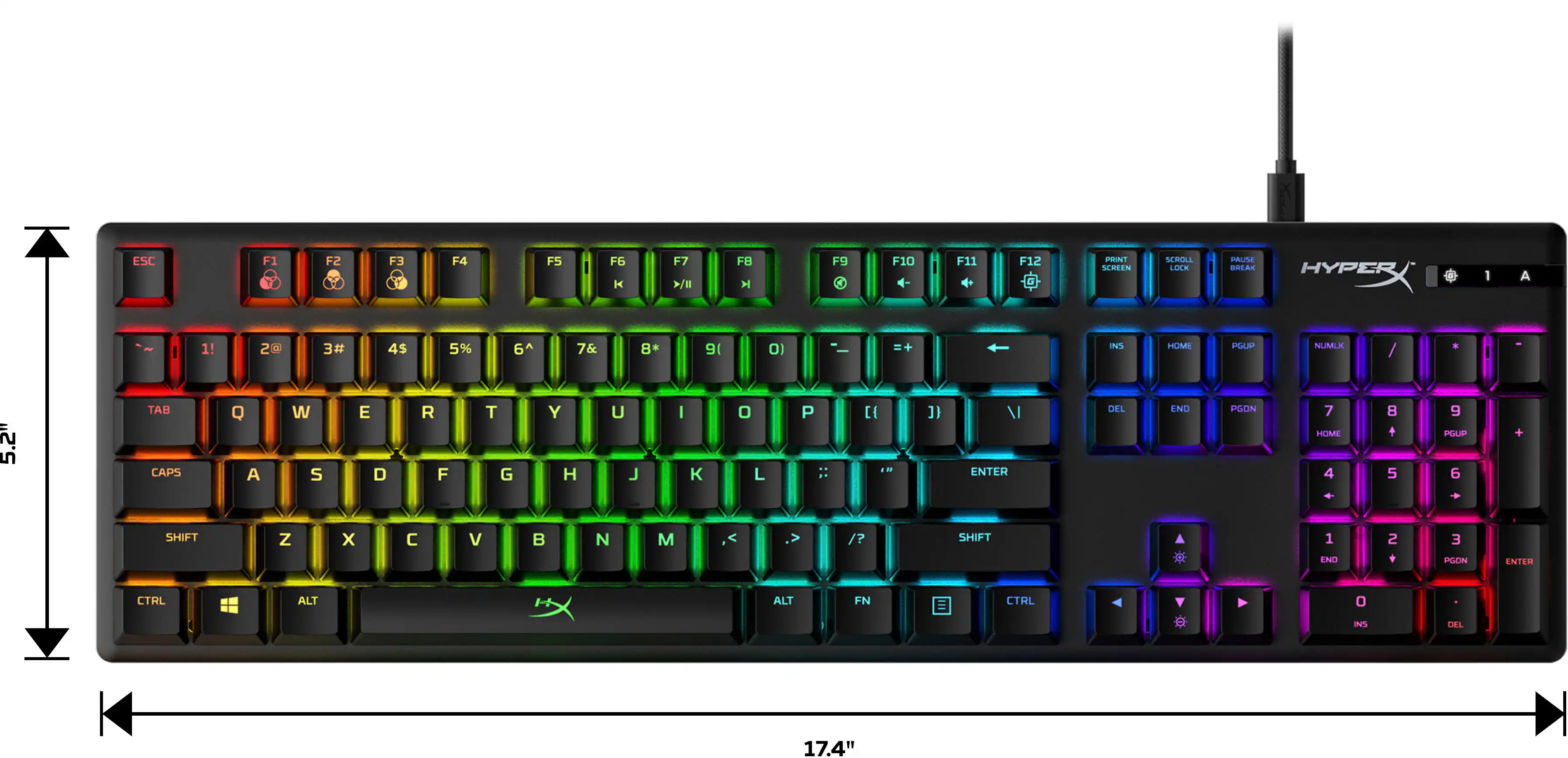 Alt View 12. HyperX - Alloy Origins Full-size Wired Mechanical Red Switch Gaming Keyboard with RGB Back Lighting - Black.