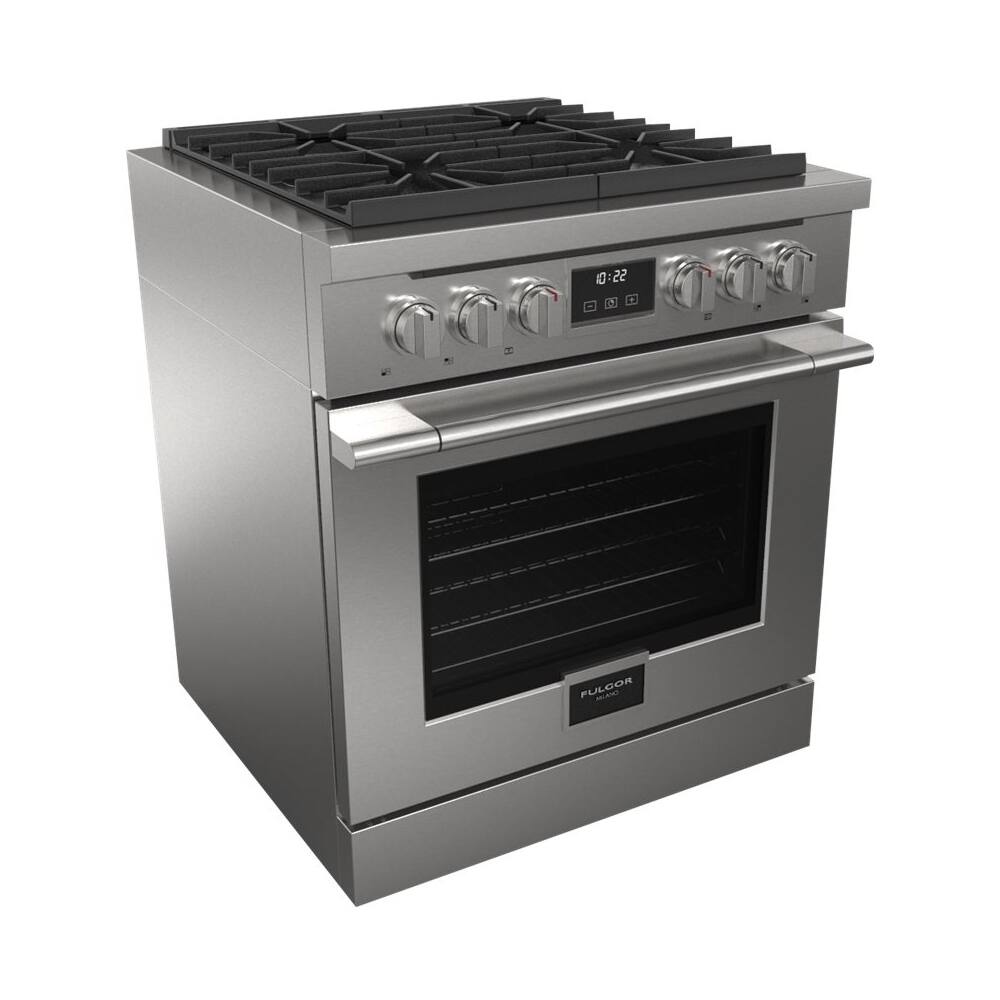 Left View: Fulgor Milano - 400 Series 4.4 Cu. Ft. Freestanding Gas Convection Range - Stainless steel