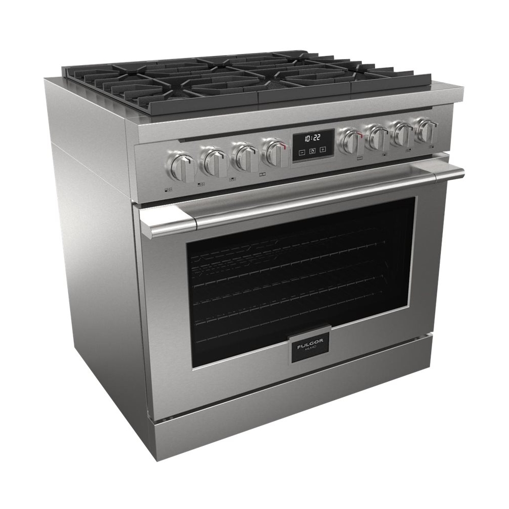Left View: Fulgor Milano - 400 Series 5.7 Cu. Ft. Freestanding Gas Convection Range - Stainless steel