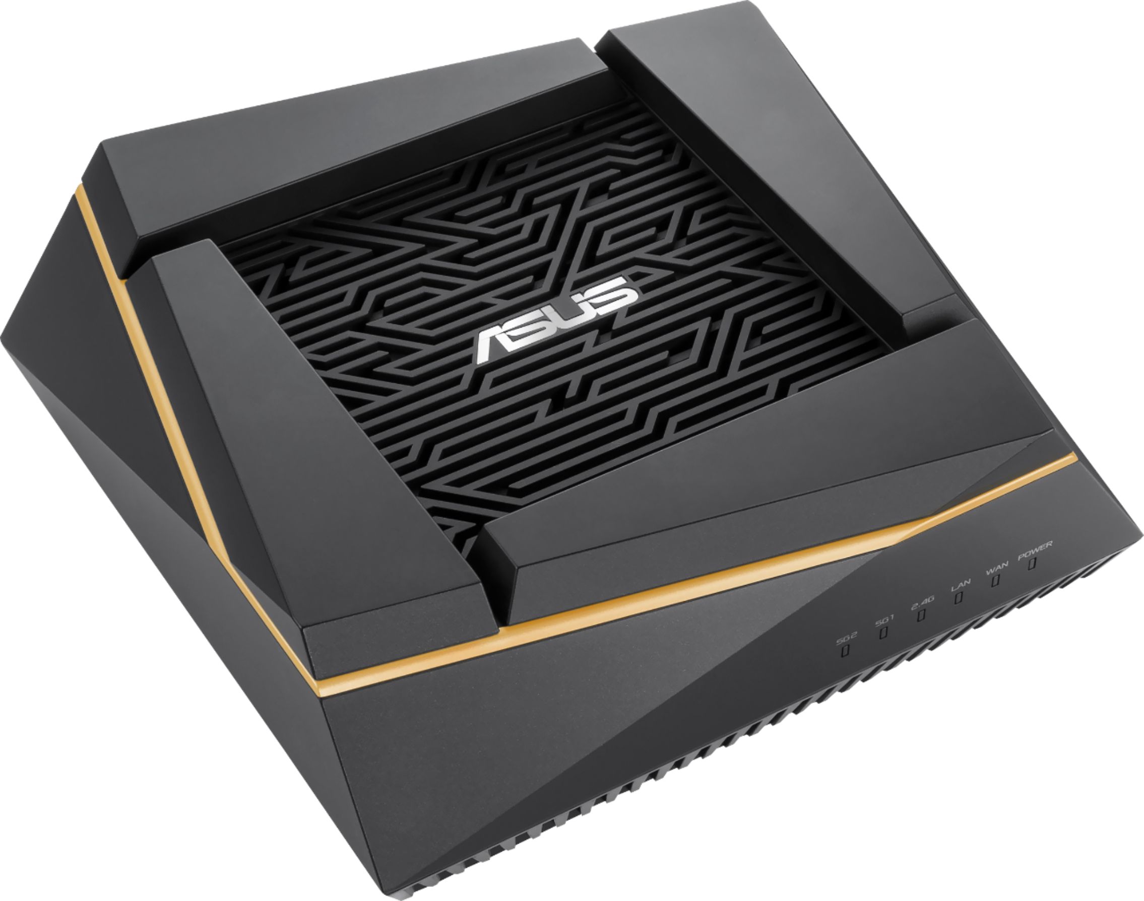 Angle View: ASUS - AX6100 Tri-band WiFi 6 Wireless Gaming Mesh Router (2-pack) - Black/Gold - Black/Gold