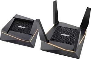 ASUS - AX6100 Tri-band WiFi 6 Wireless Gaming Mesh Router (2-pack) - Black/Gold - Black/Gold - Front_Zoom