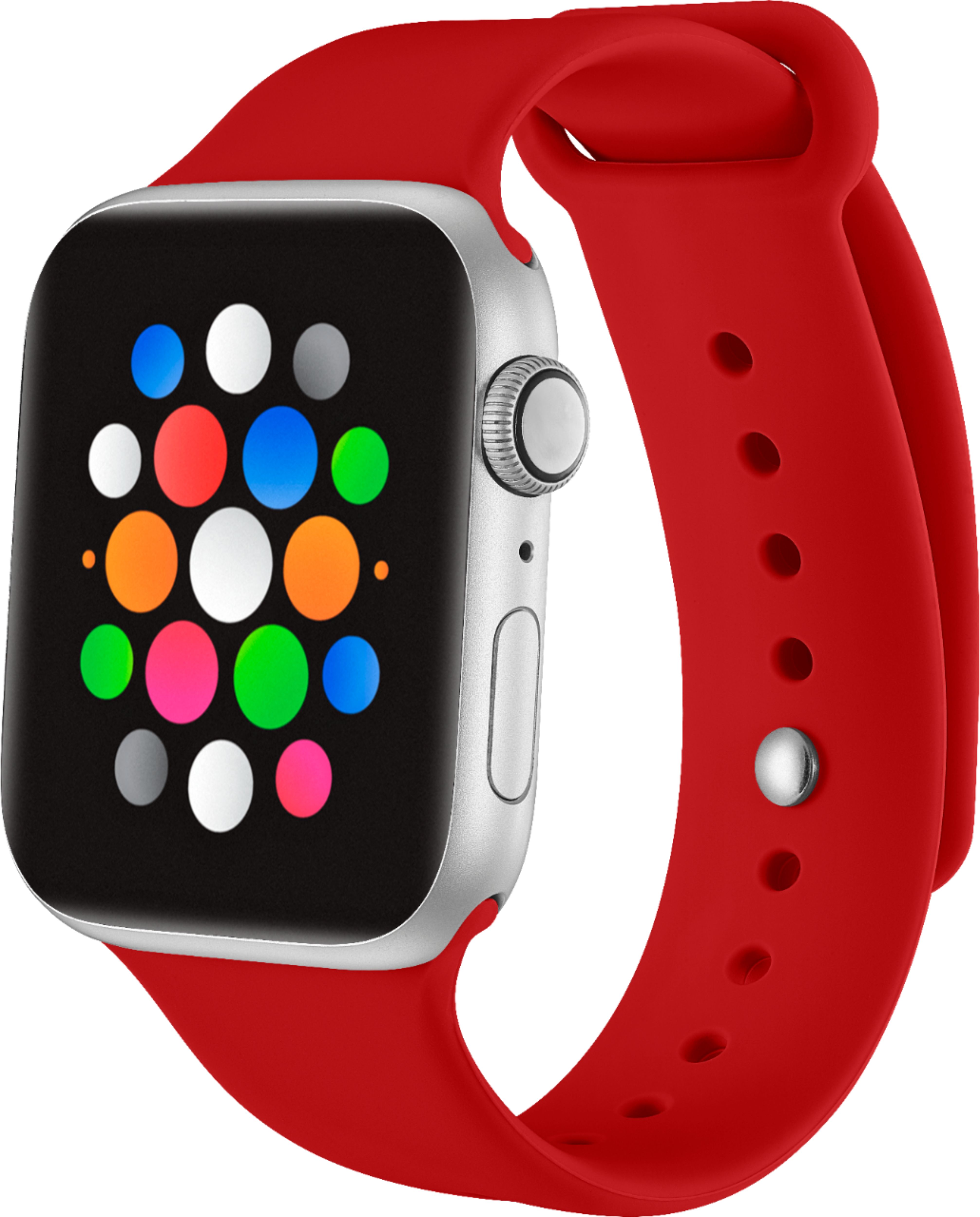 Left View: Modal™ - Silicone Band for Apple Watch 42mm, 44mm, Apple Watch Series 7 45mm and Apple Watch Series 8 45mm - Candy Apple Red