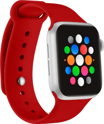 Angle. Modal™ - Silicone Band for Apple Watch 38mm, 40mm, 41mm and Apple Watch Series 8 41mm - Candy Apple Red.