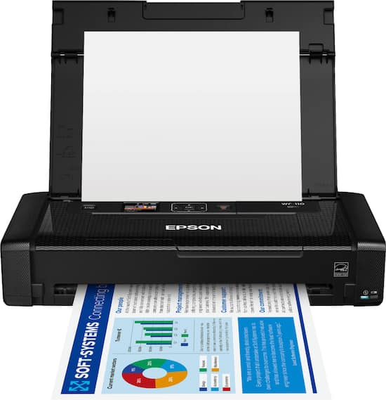 Front. Epson - WorkForce WF-110 Wireless Inkjet Printer - Black.