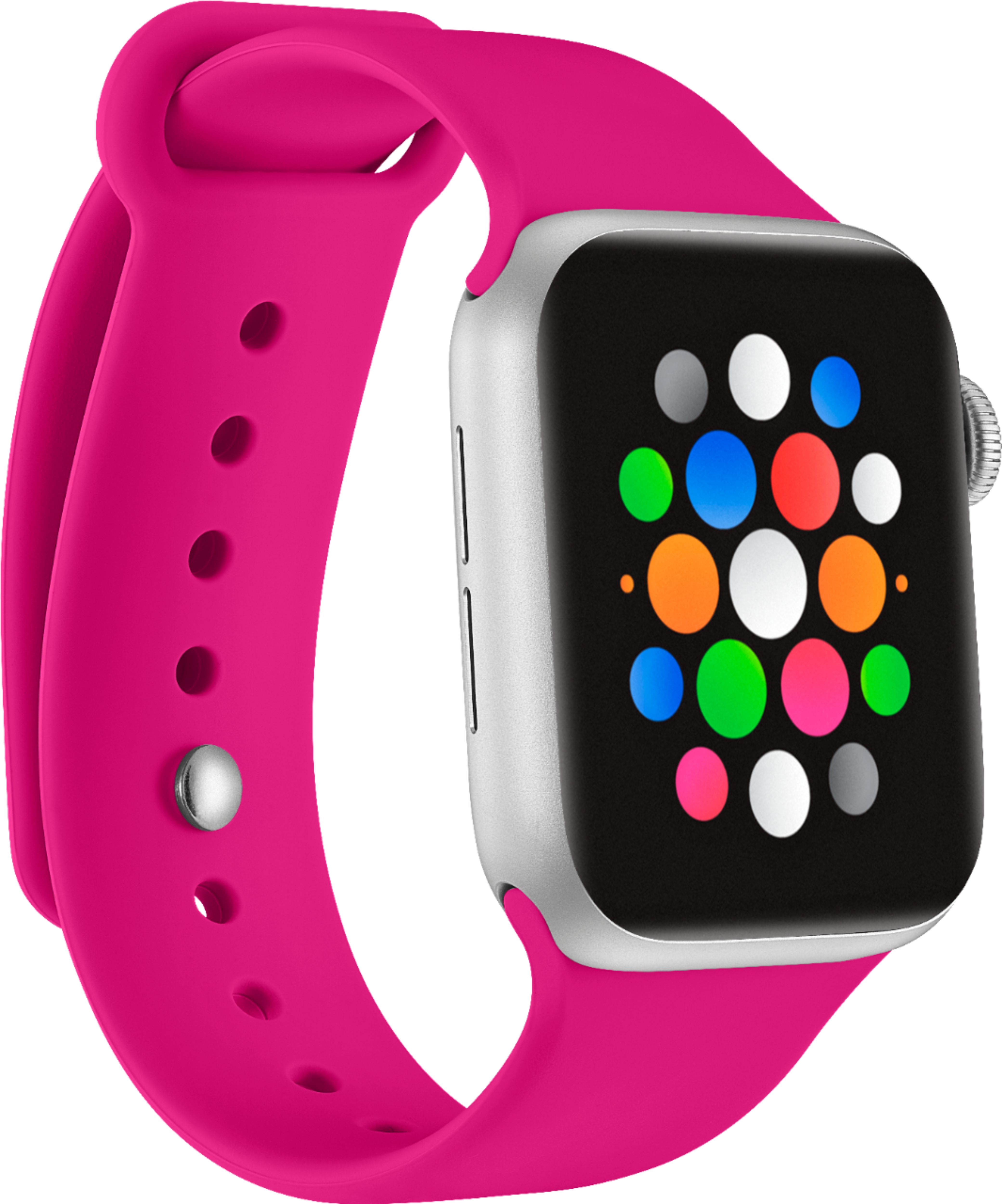 Angle View: Modal™ - Silicone Band for Apple Watch 38mm, 40mm, 41mm and Apple Watch Series 8 41mm - Neon Pink