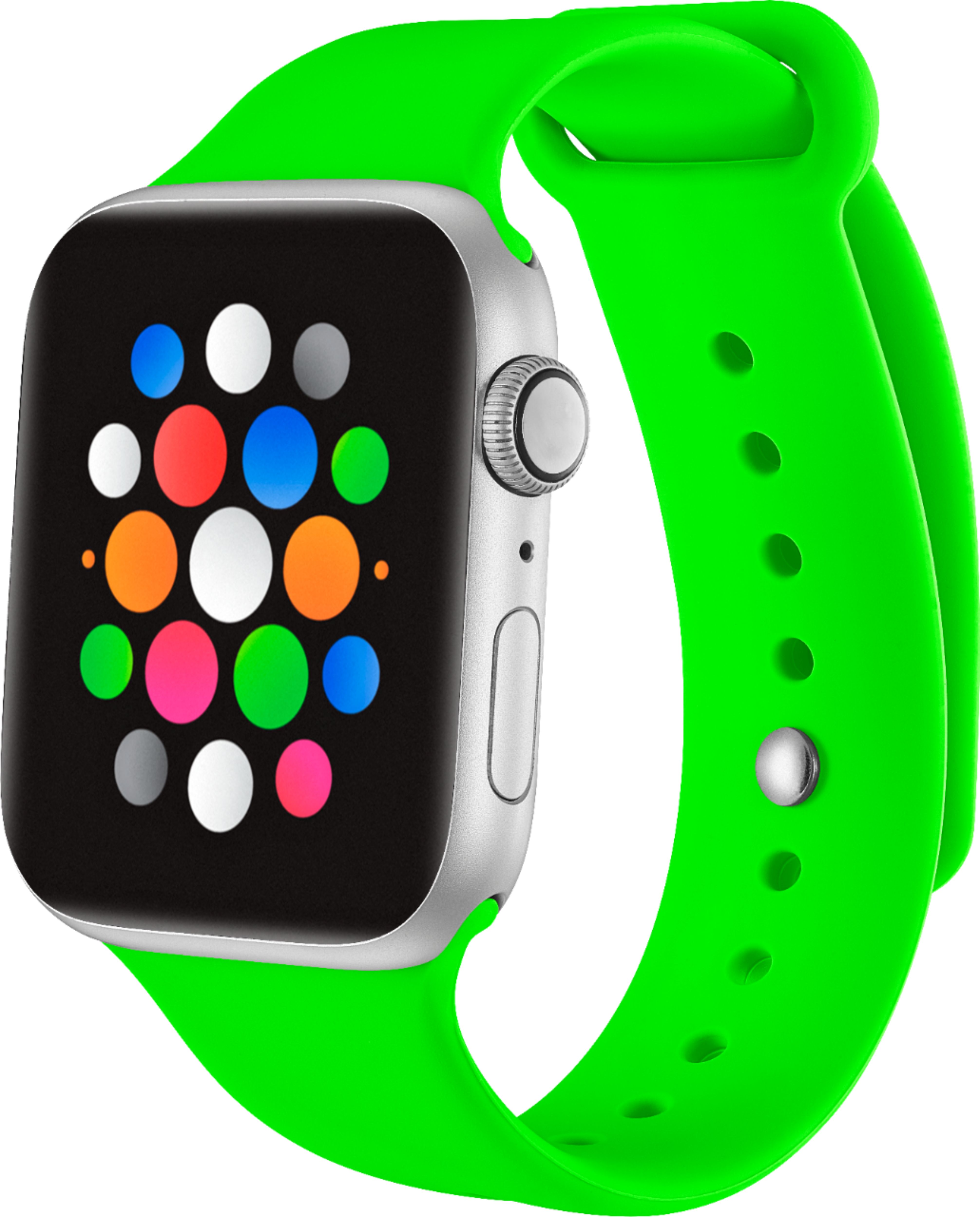 Left View: Modal™ - Silicone Band for Apple Watch™ 42mm and 44mm - Lime Green