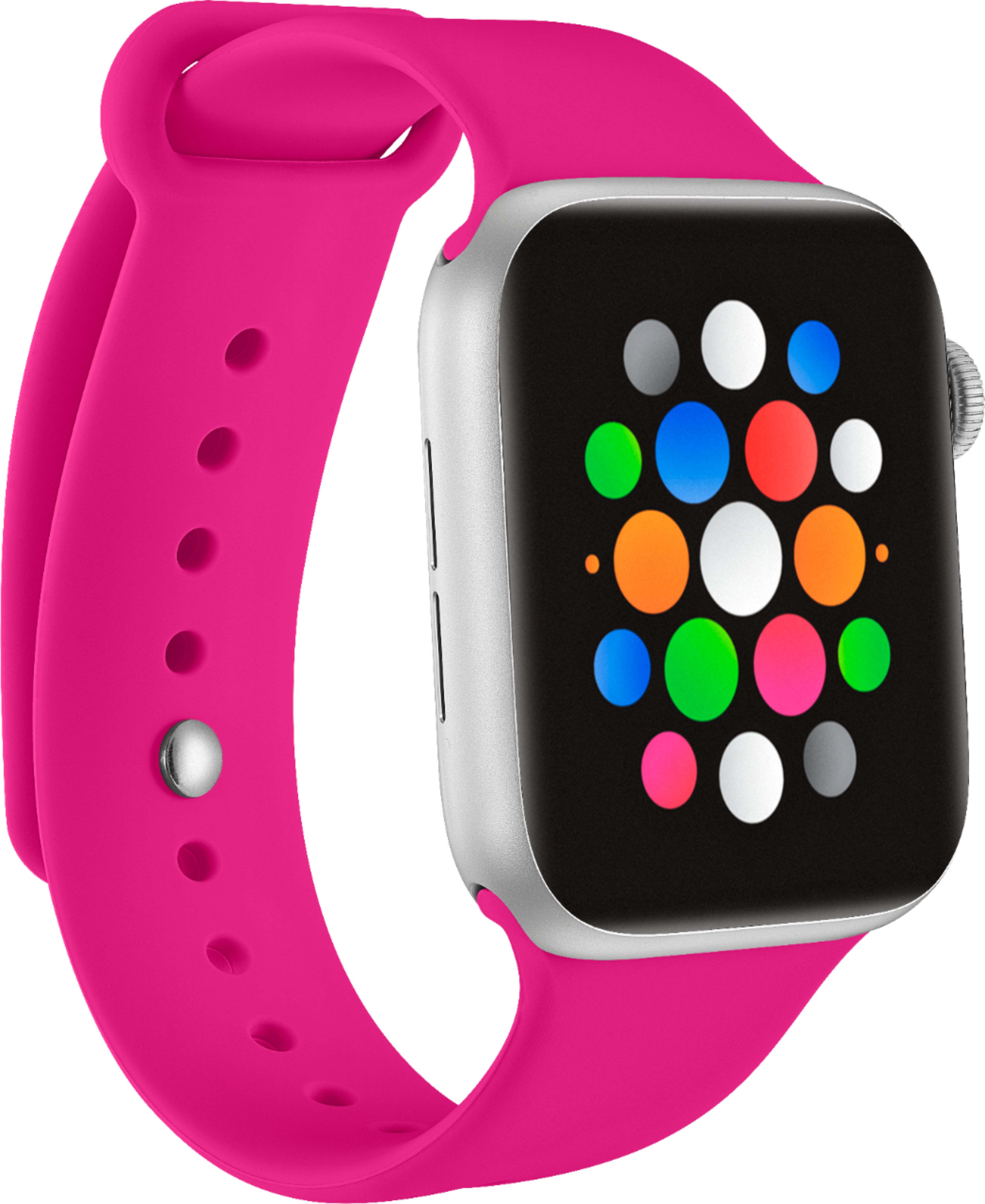 Angle View: Modal™ - Silicone Band for Apple Watch 42, 44, 45mm (Series 1-8) and Apple Watch Ultra 49mm - Neon Pink